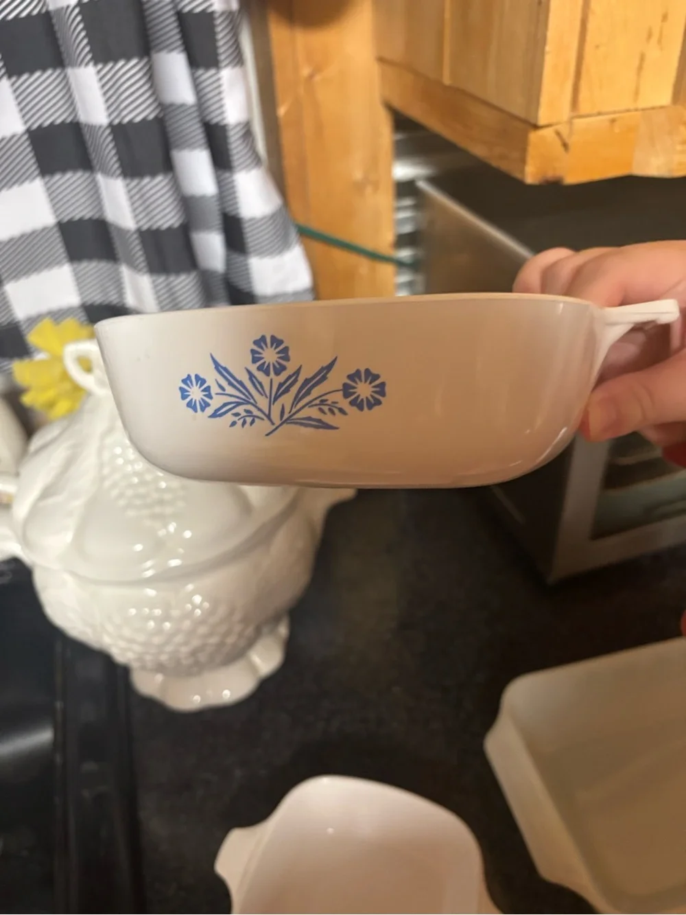 Blue Floral Stoneware Casserole Dish corning ware